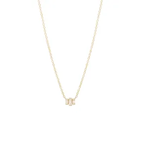 14k 3 Stepped Baguette Diamond Necklace