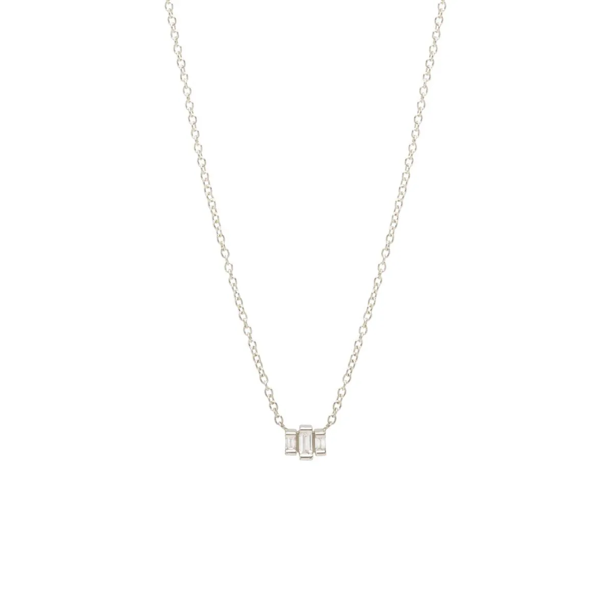 14k 3 Stepped Baguette Diamond Necklace