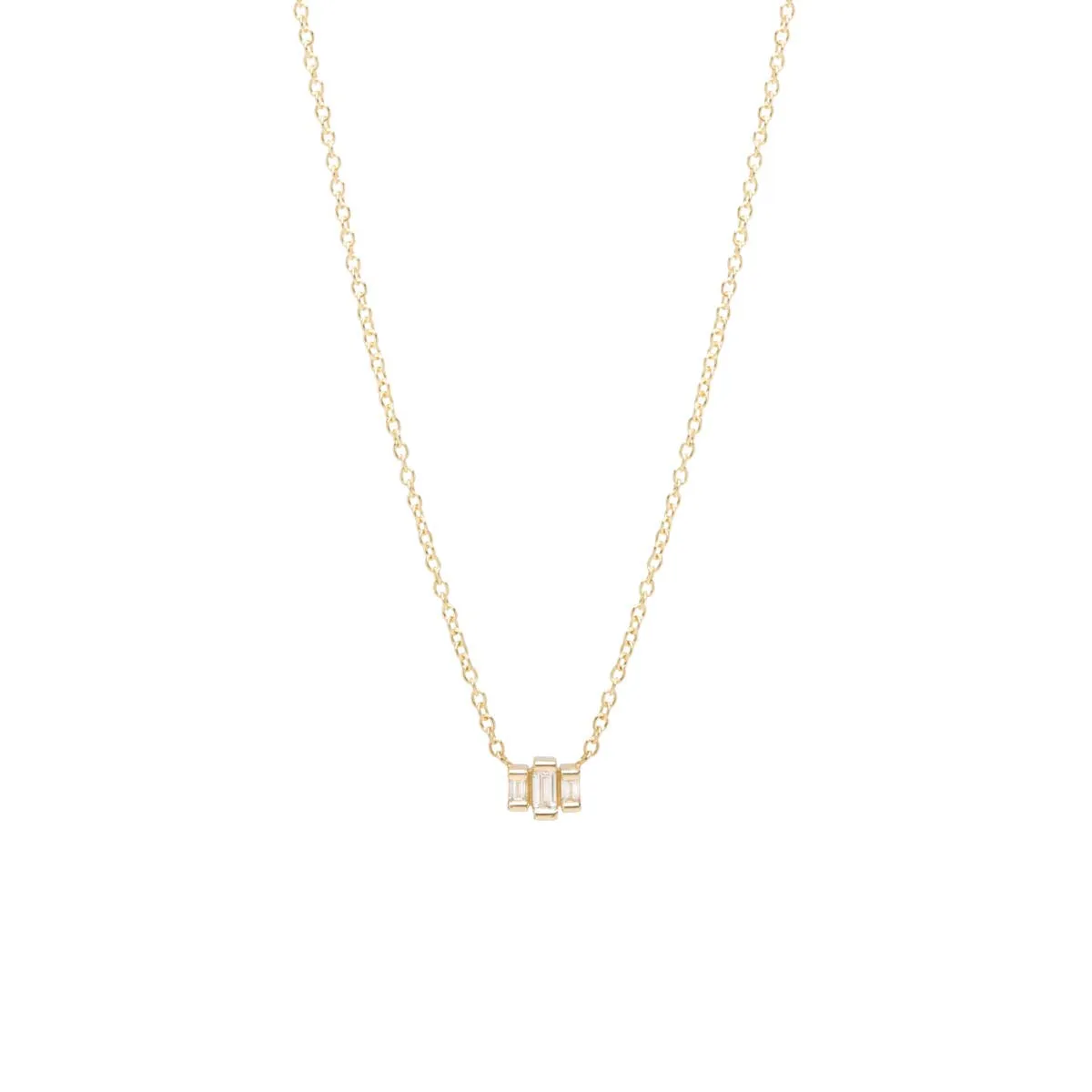 14k 3 Stepped Baguette Diamond Necklace