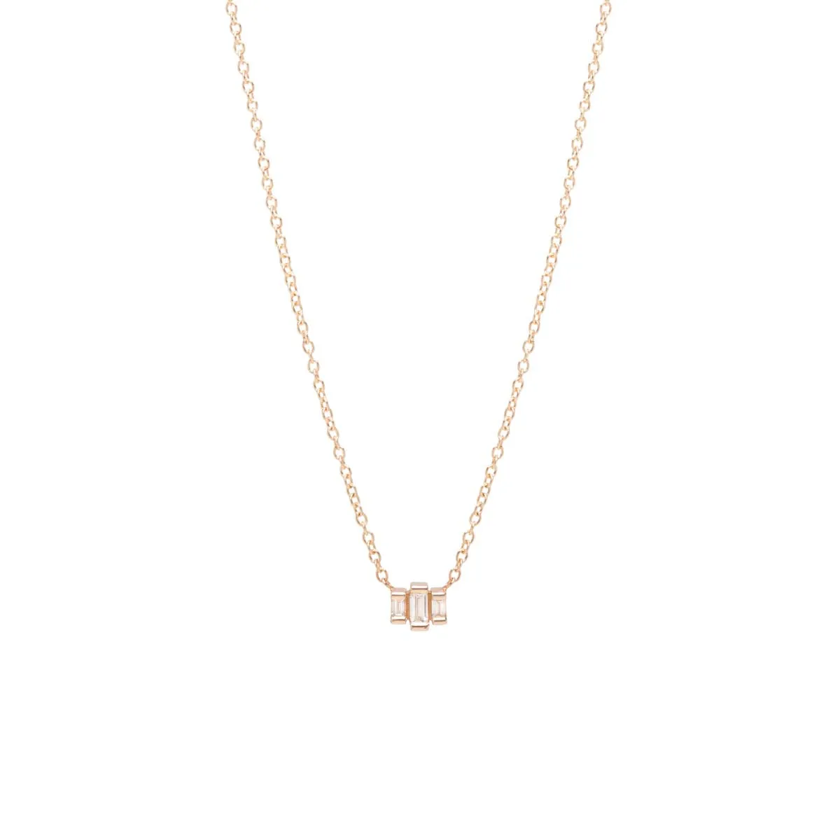 14k 3 Stepped Baguette Diamond Necklace