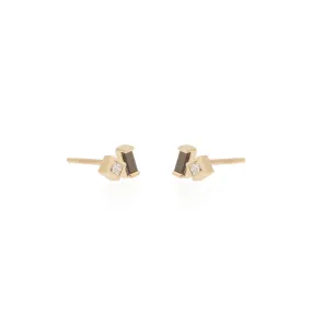 14k Black Baguette & White Princess Diamond Studs