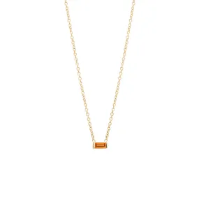 14k Citrine Baguette Necklace | November Birthstone