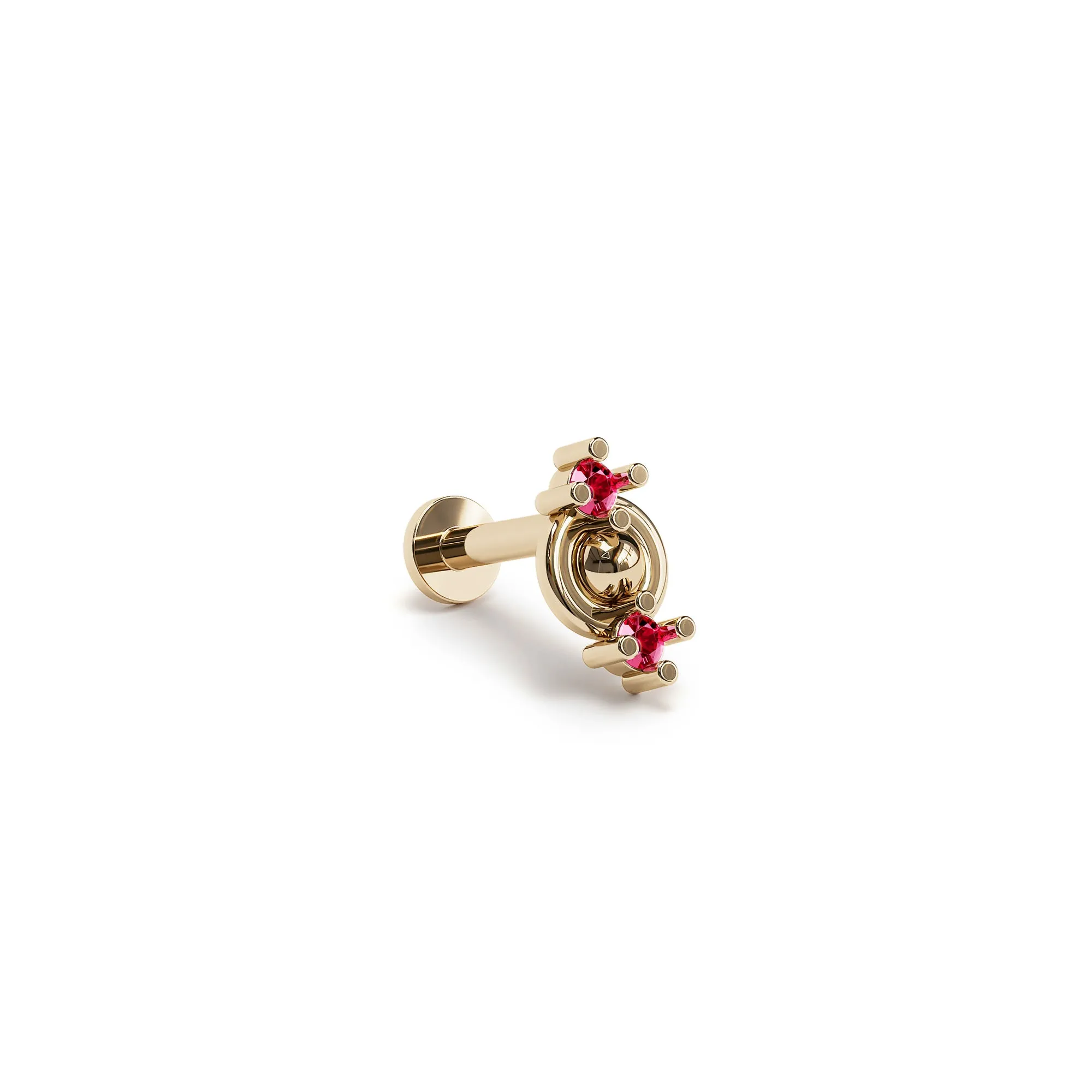 14K Gold Double Ruby Stud