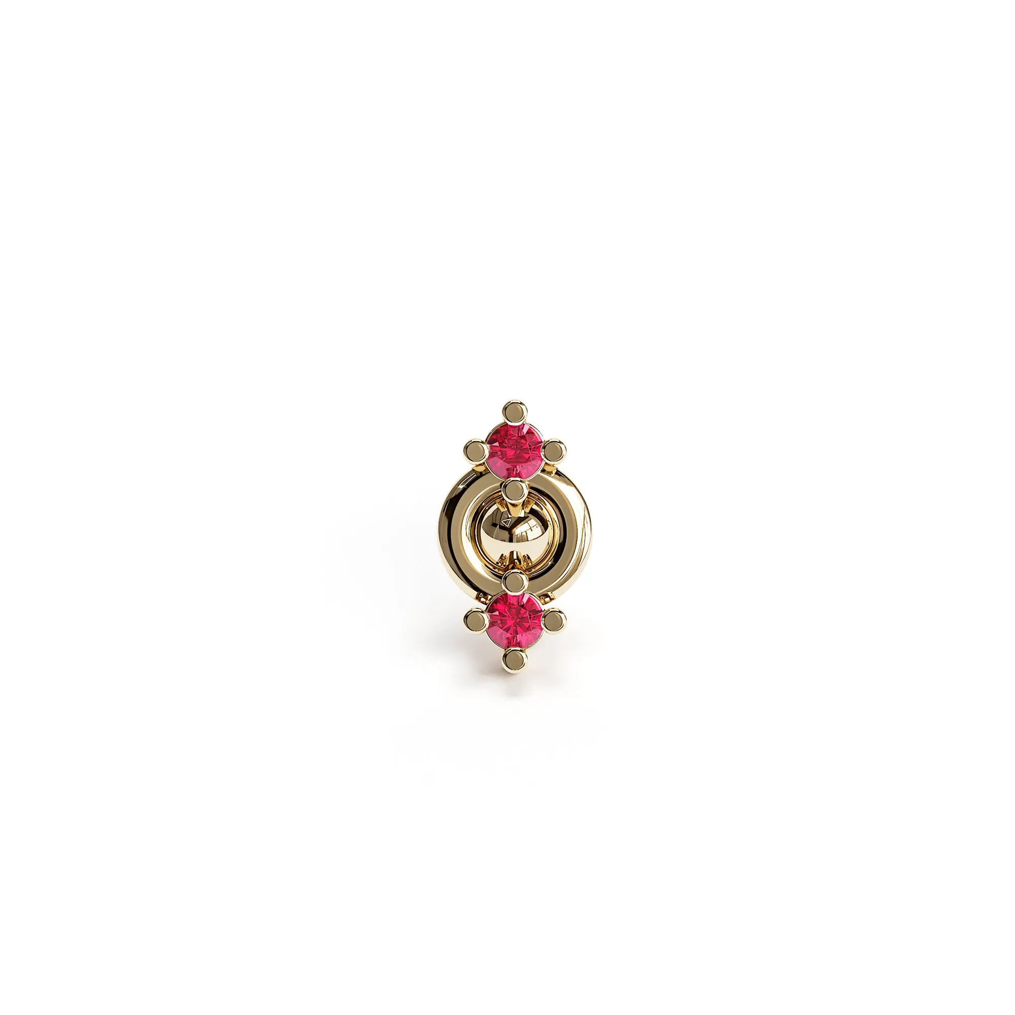 14K Gold Double Ruby Stud