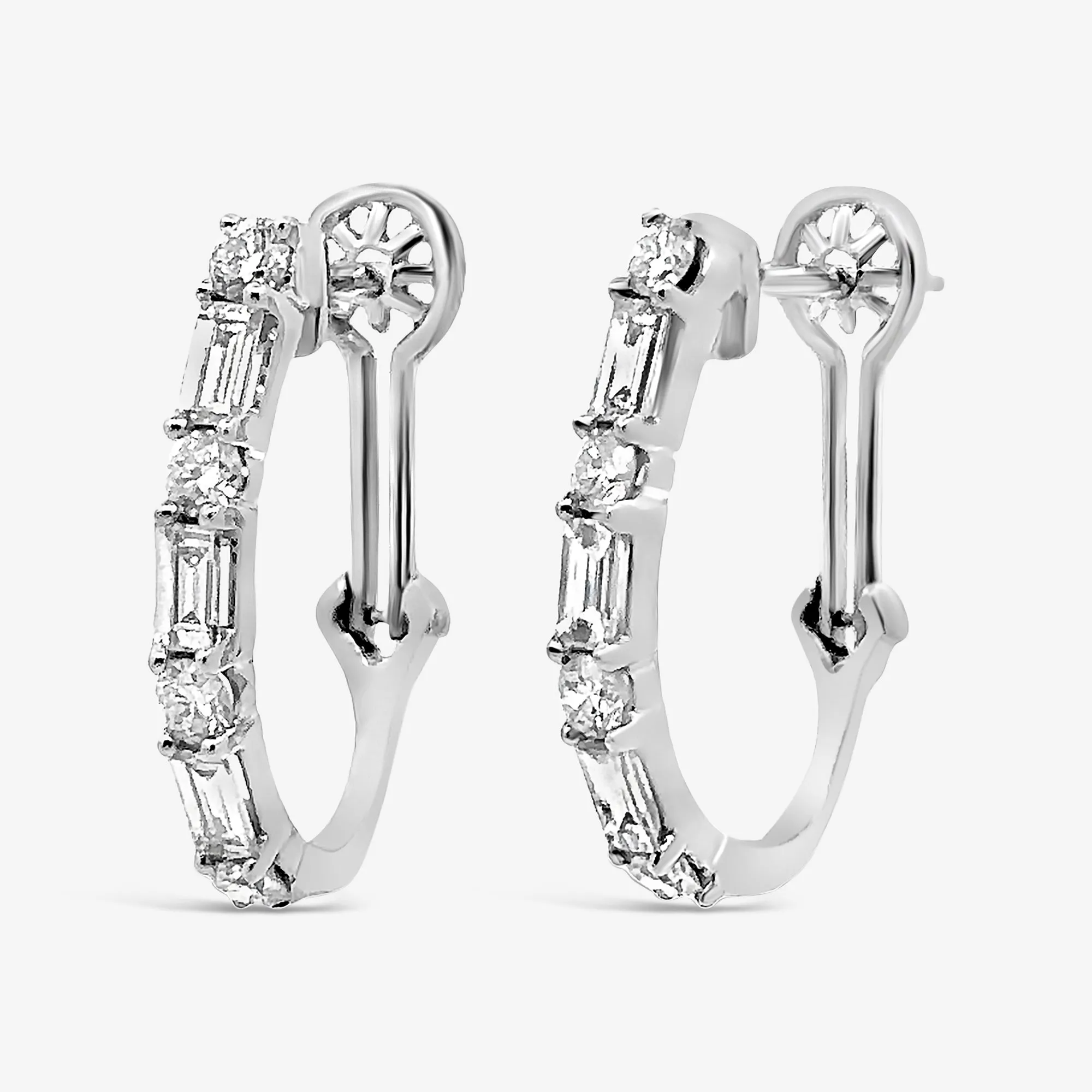 1.50ct Round & Baguette Hoop Earrings