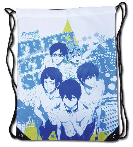 2 Group White Anime Drawstring Backpack