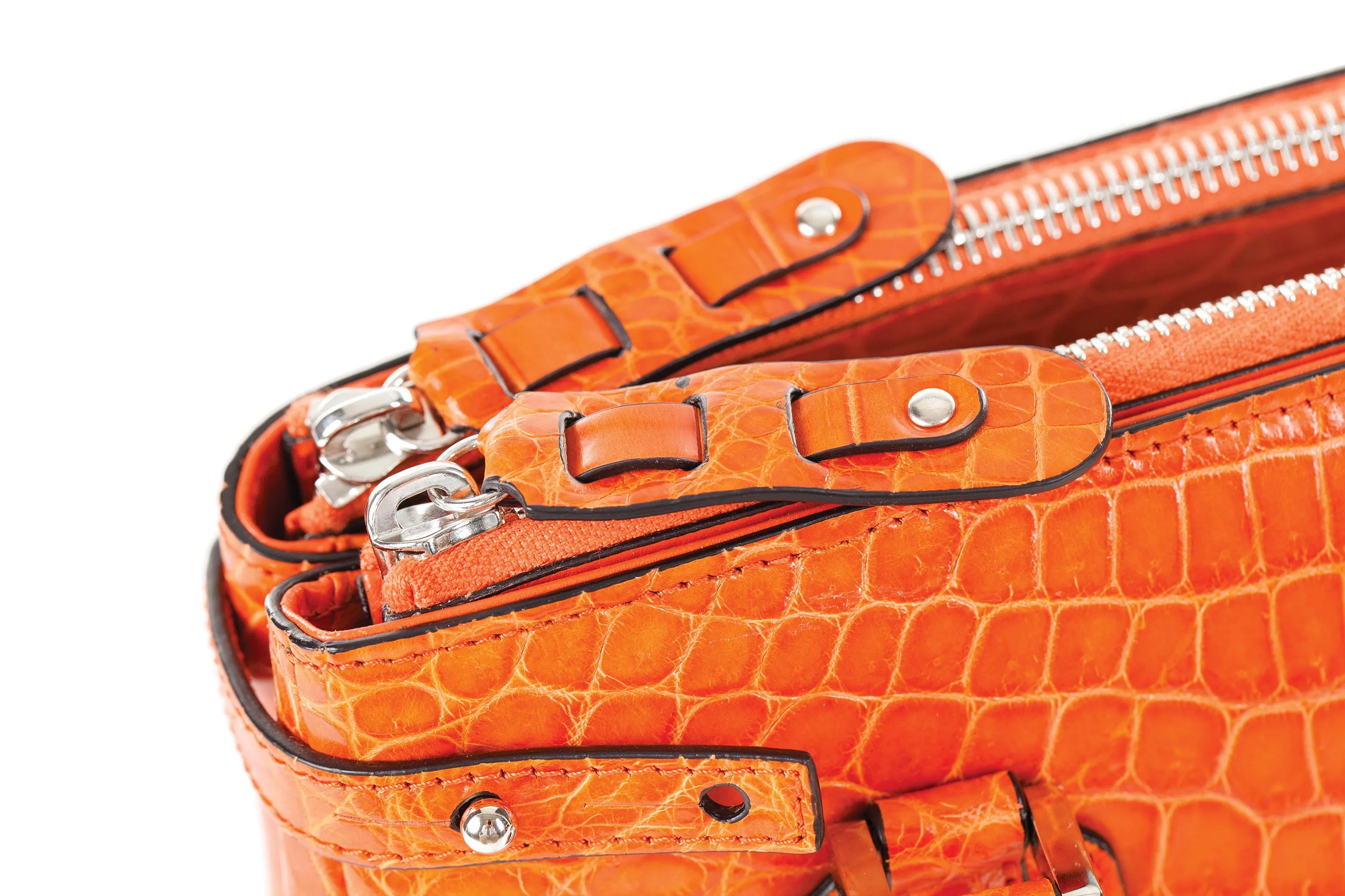 30-657-ORG THE JULIETTE Gracen Nile Crocodile Handbag, Orange