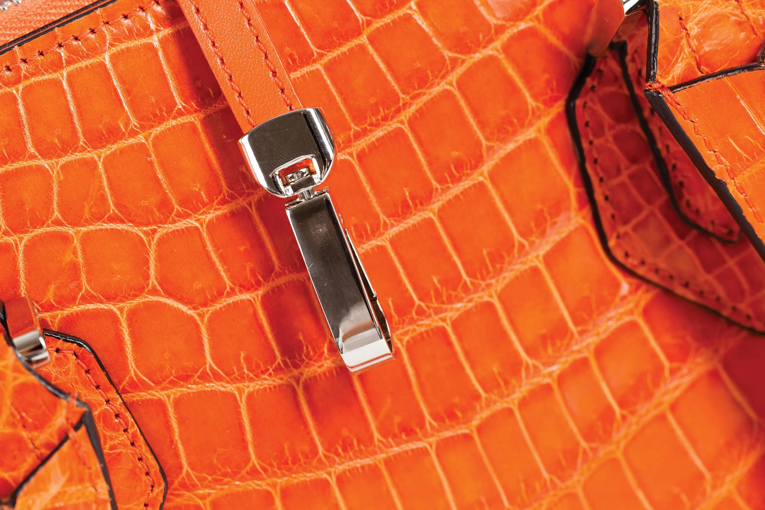 30-657-ORG THE JULIETTE Gracen Nile Crocodile Handbag, Orange