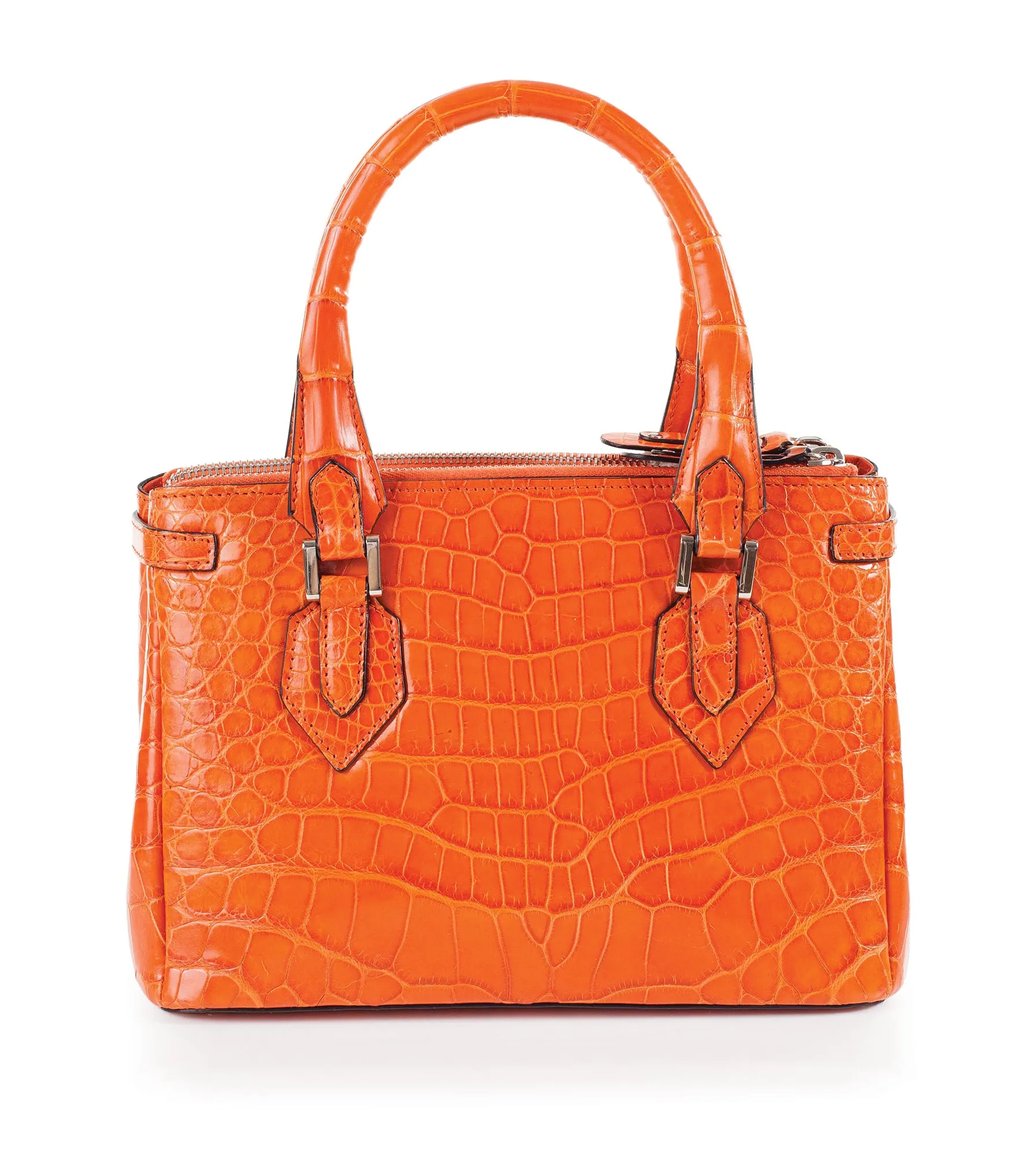 30-657-ORG THE JULIETTE Gracen Nile Crocodile Handbag, Orange