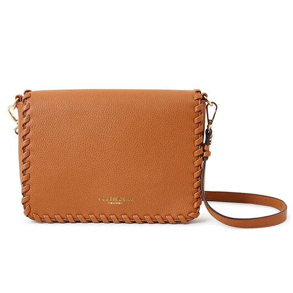 Accessorize London Tan Whipstitch Flap Sling Bag