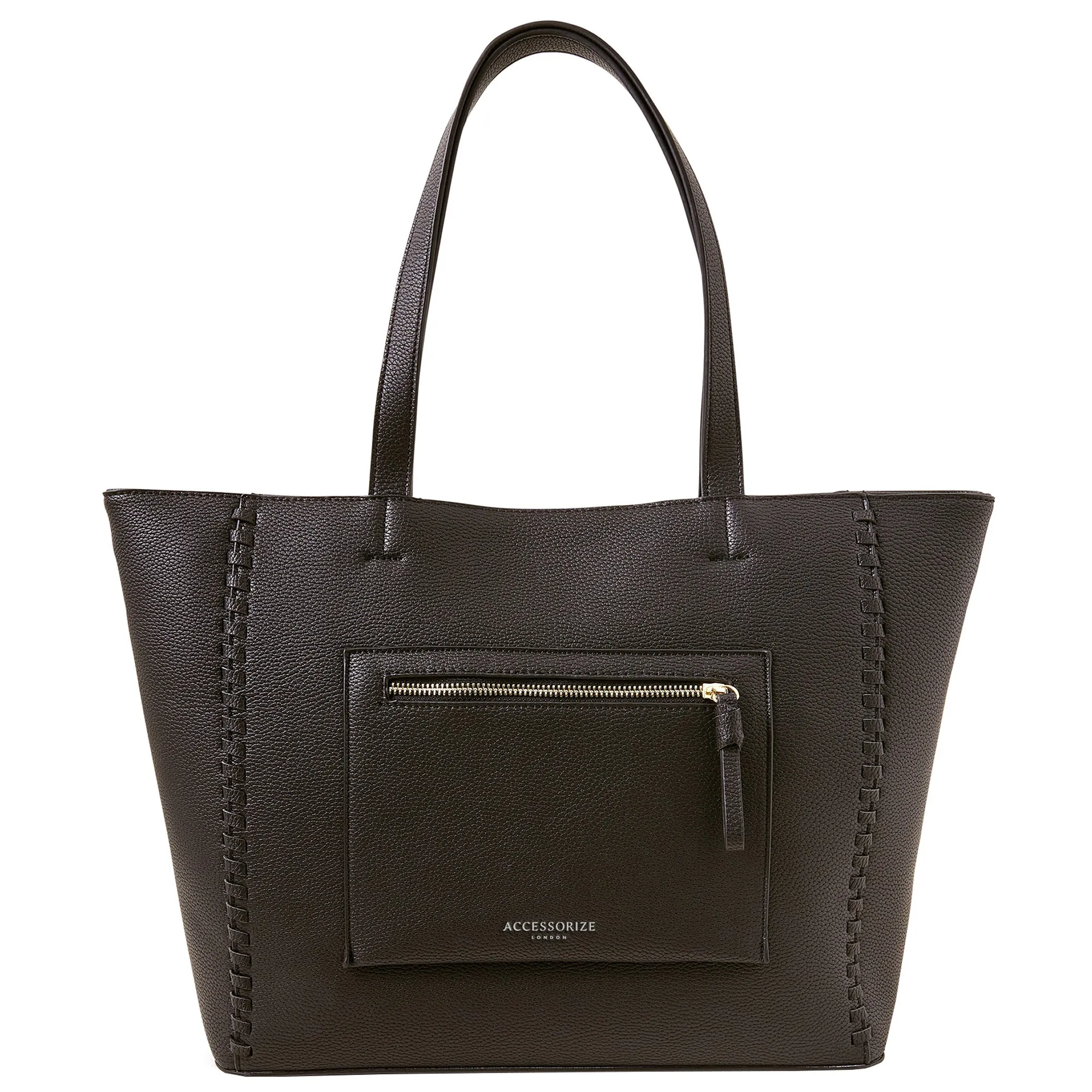 Accessorize London Women's Black Front Pocket Tote Bag