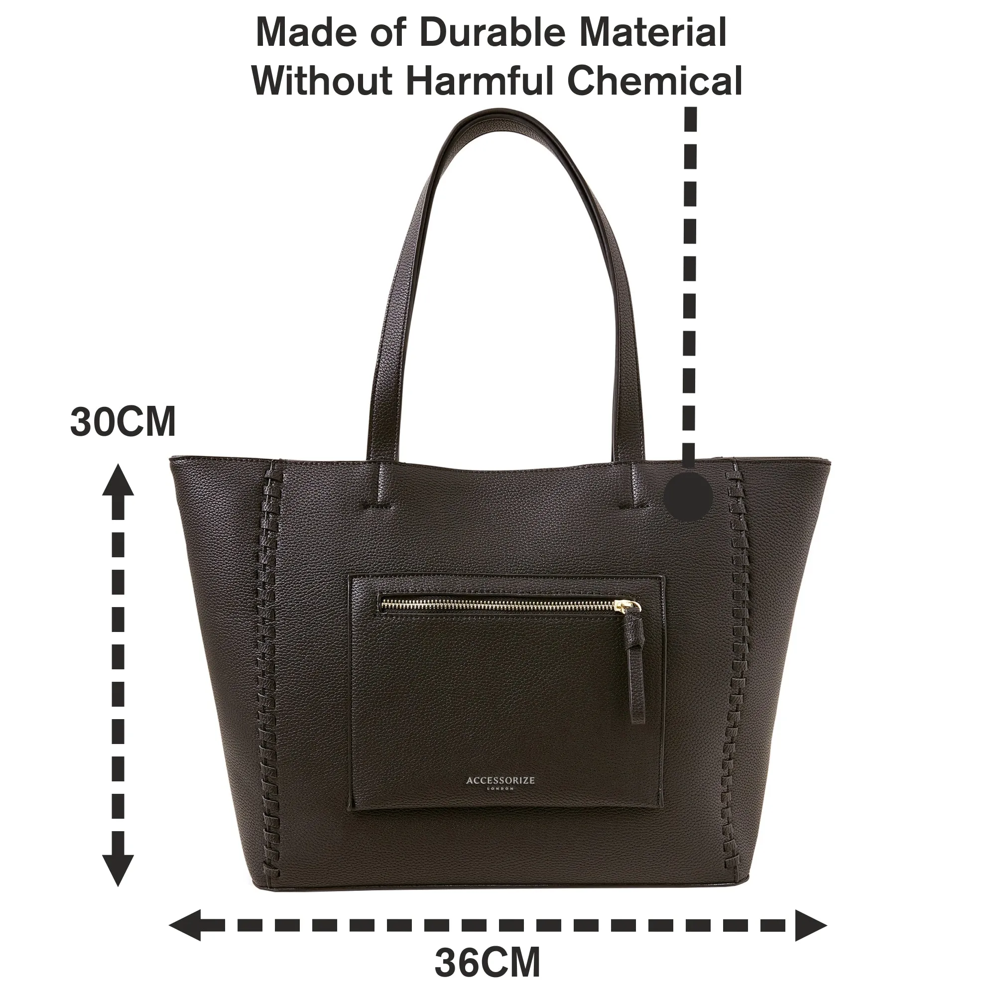 Accessorize London Women's Black Front Pocket Tote Bag