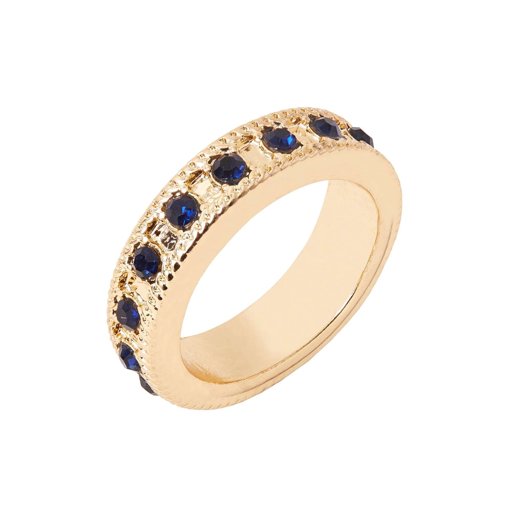 Accessorize London Women's Blue Bevelled Edge Gem Ring-Large