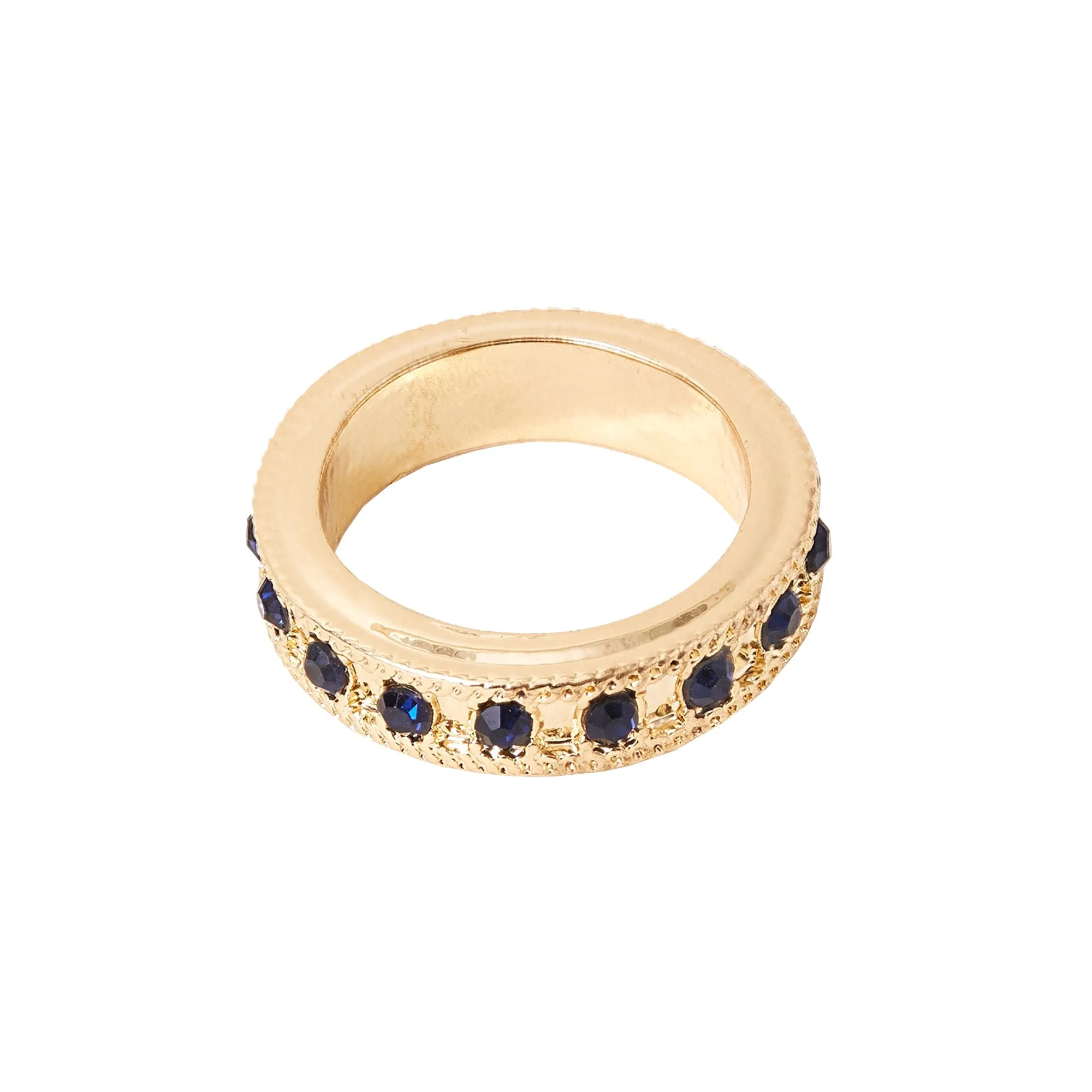 Accessorize London Women's Blue Bevelled Edge Gem Ring-Large