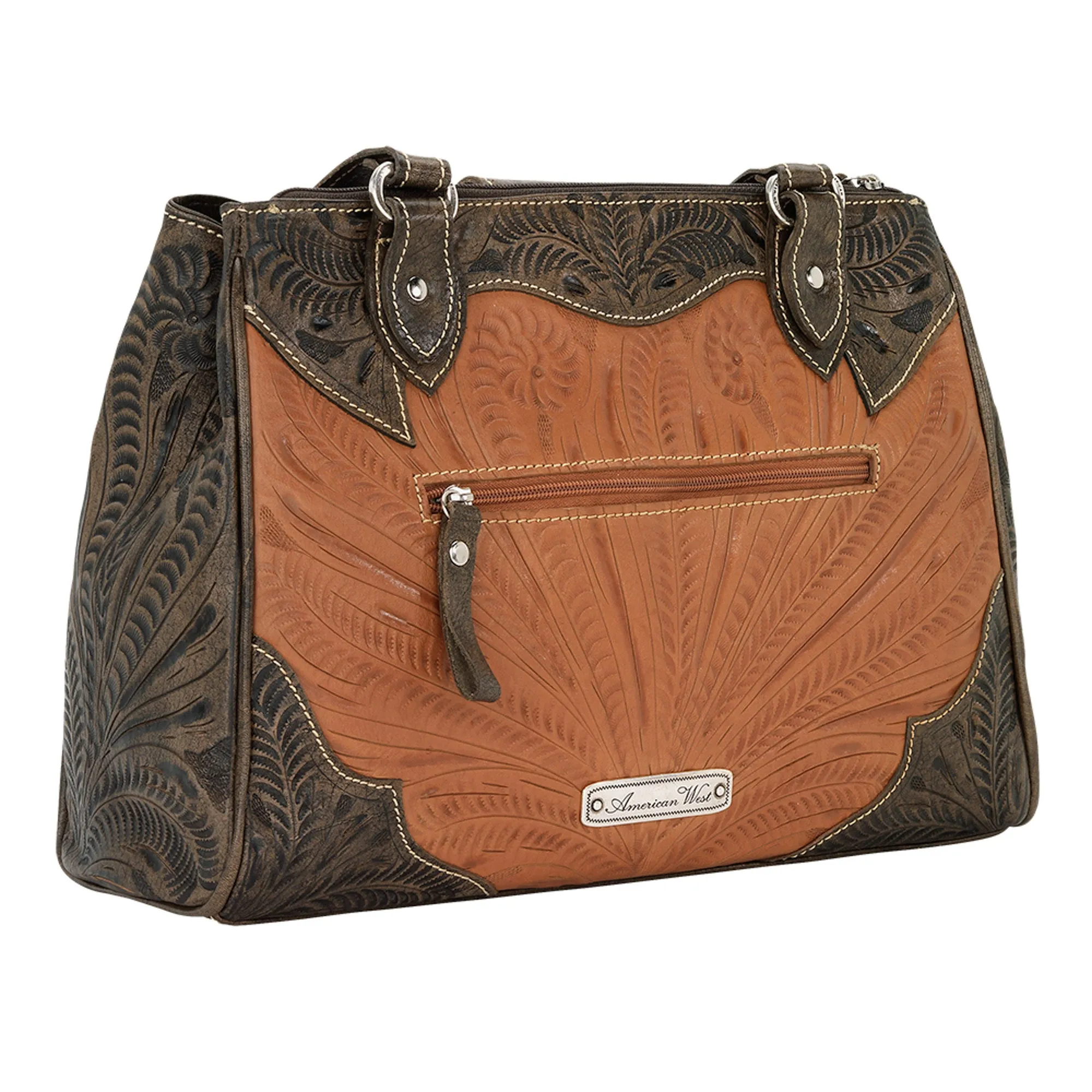 American West Desert Wildflower Natural Leather Multi-Compartment Tote