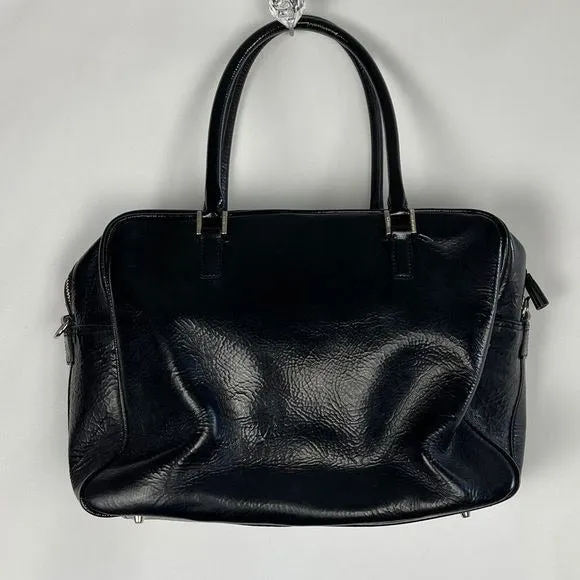 Anya Hindmarchblack leather satchel with strap