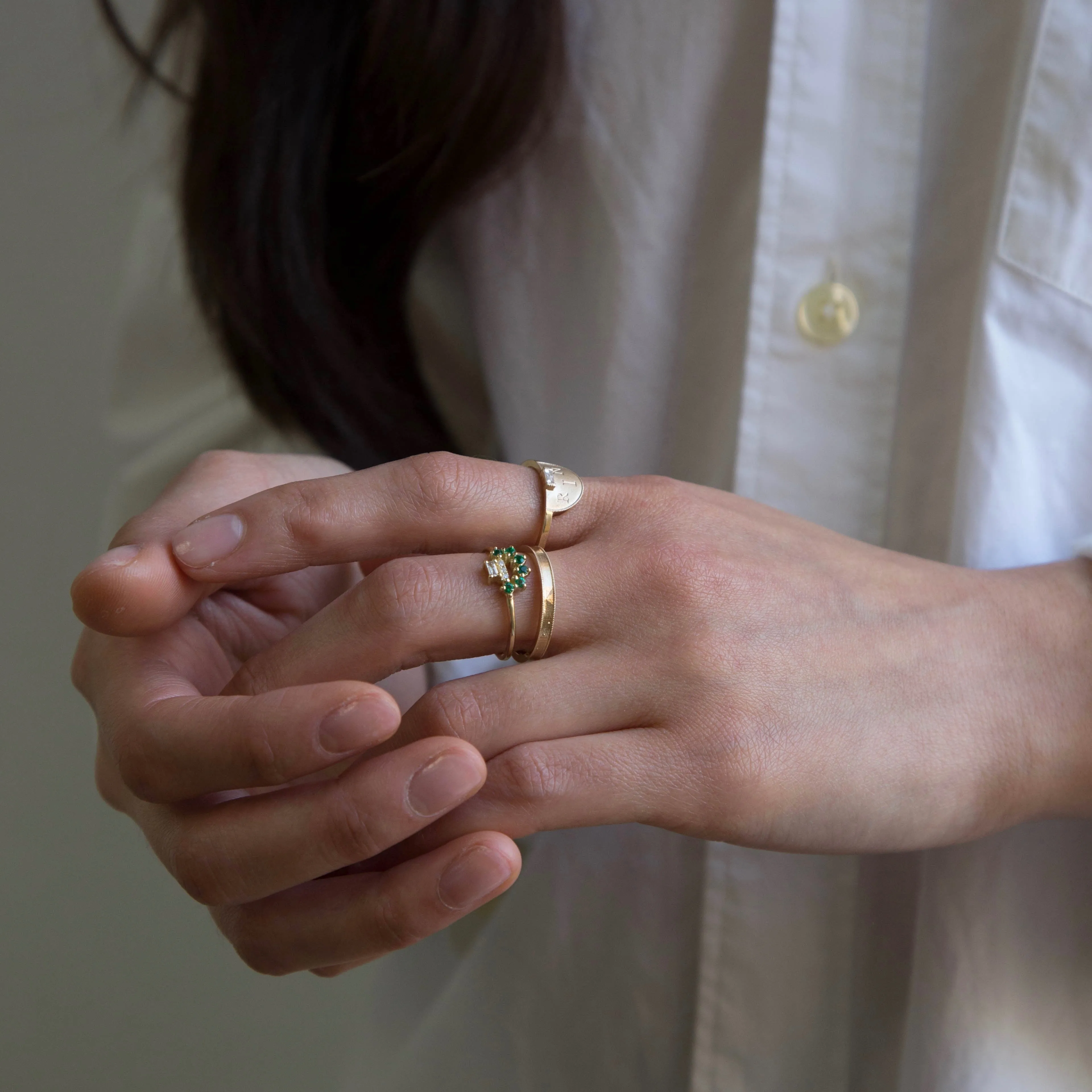 Baguette Arch Emerald Ring