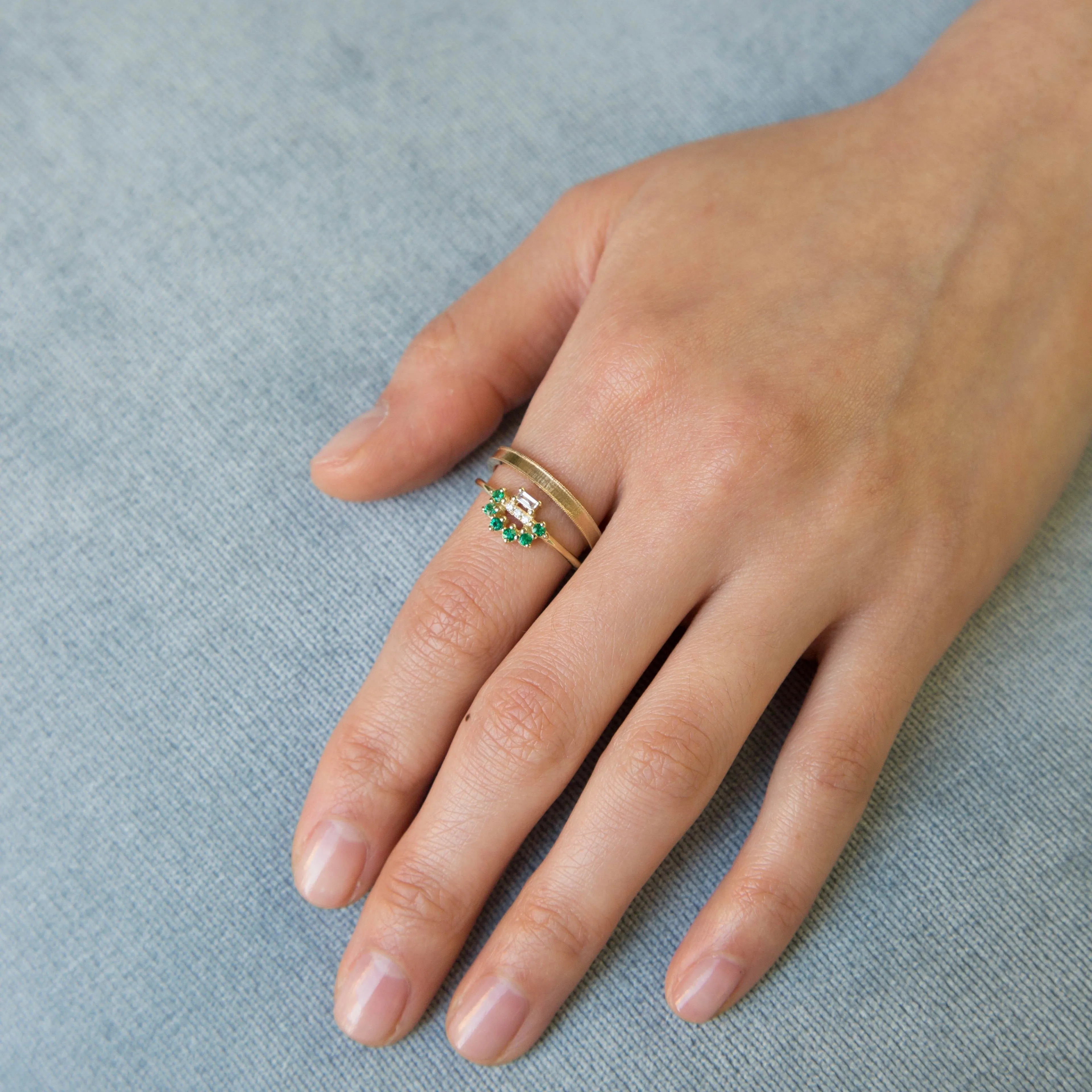 Baguette Arch Emerald Ring