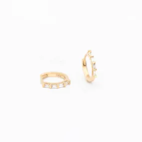 Baguette Diamond Hinge Huggie Hoops