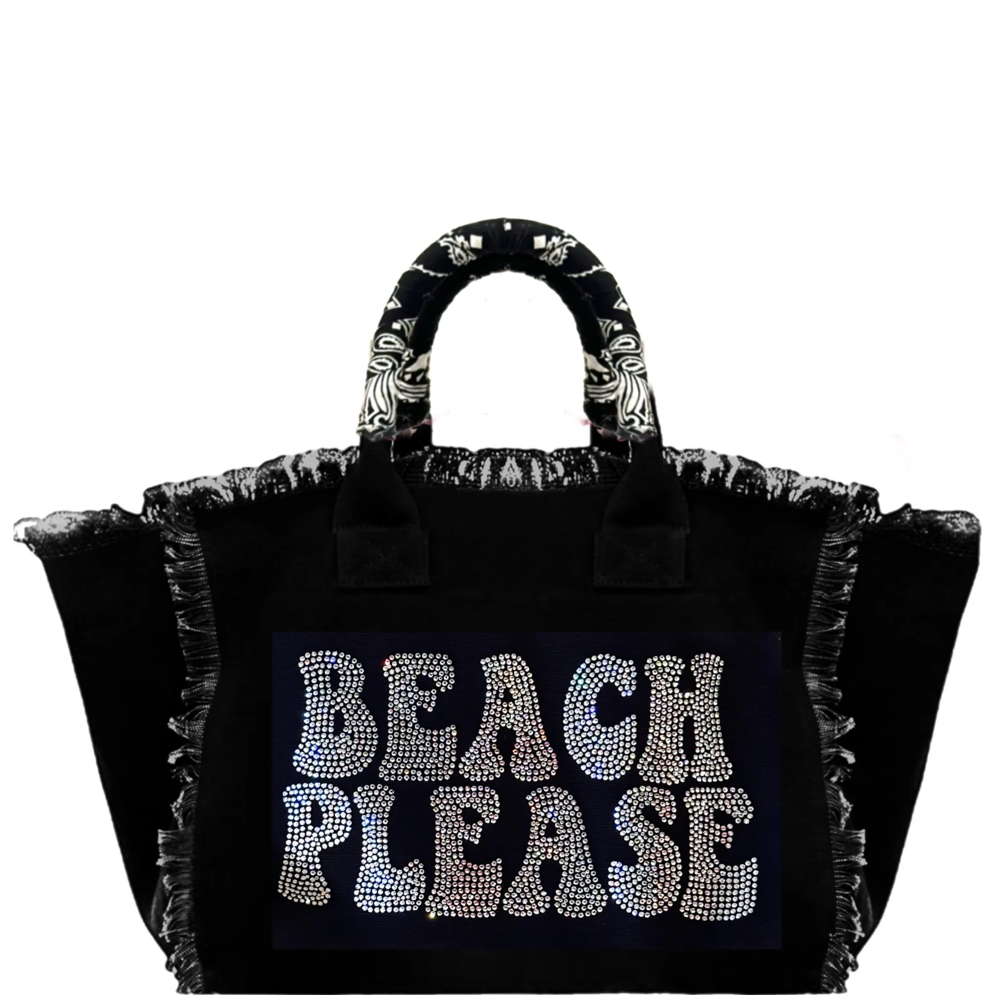 Beach Please Fringe Canvas Tote Bag