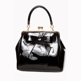 Black Retro Patent Handbag