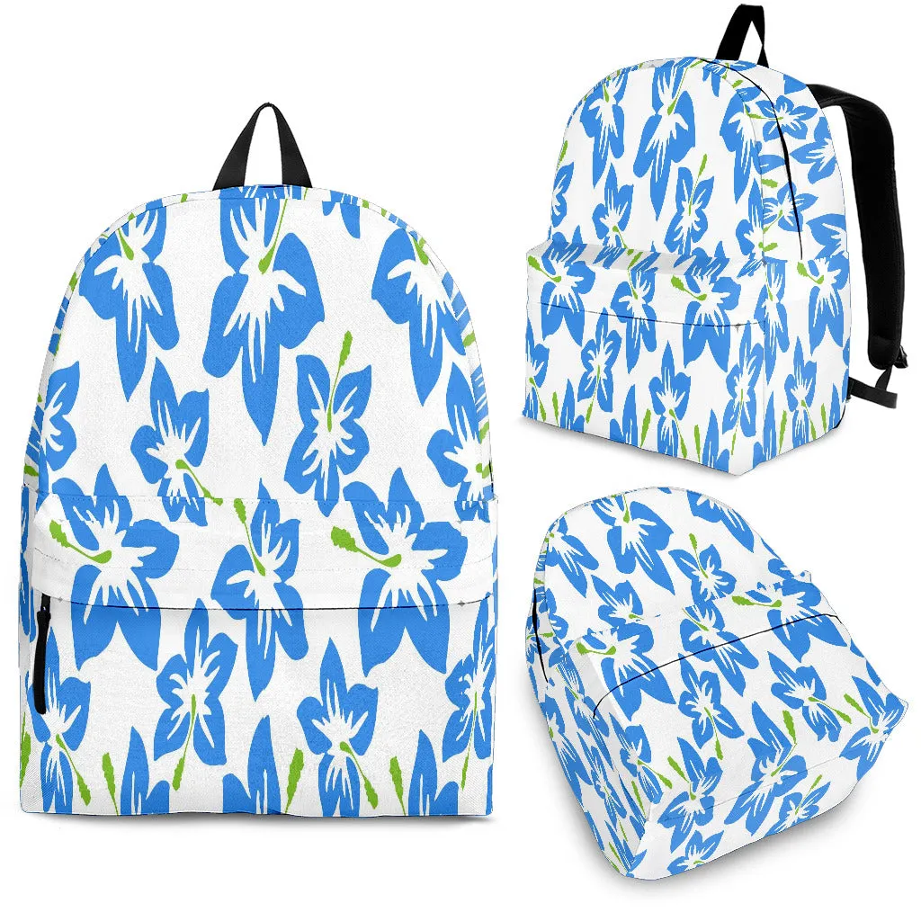 Blue hibiscus unisex backpack