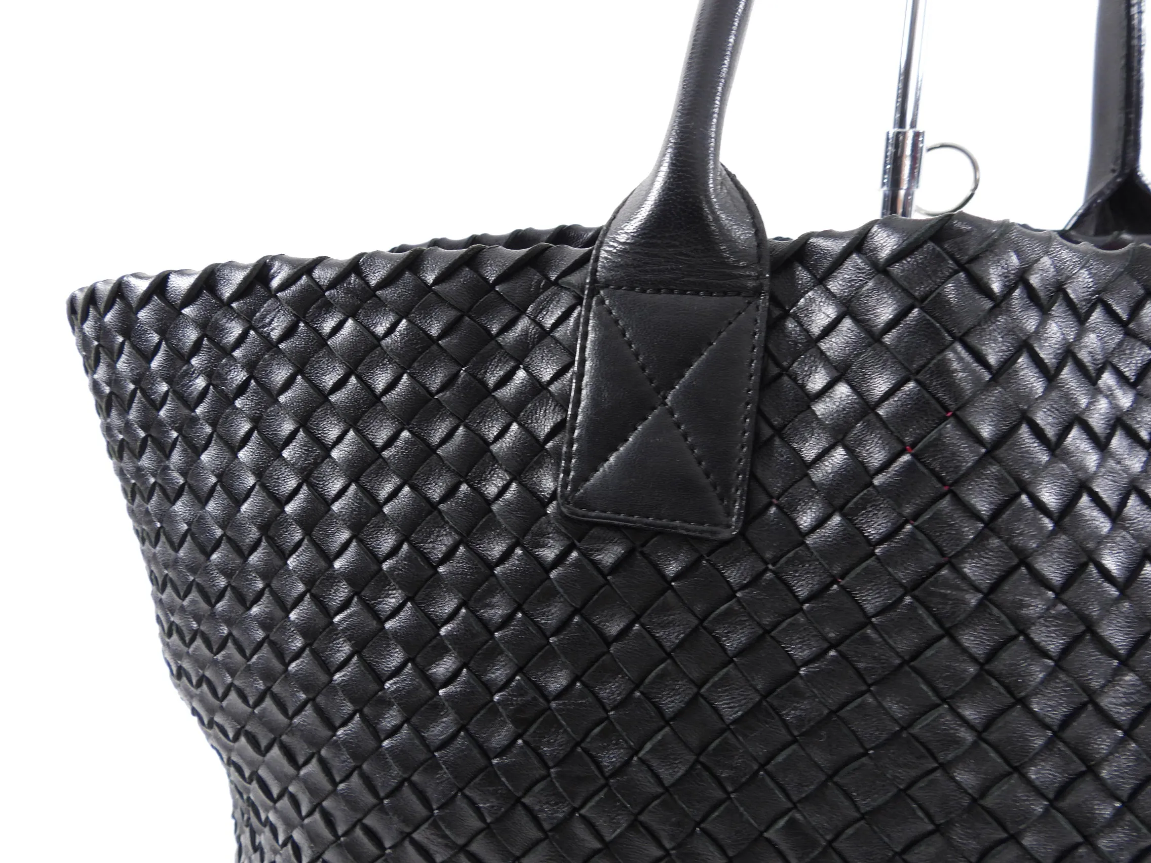 Bottega Veneta Black Intreccio Leather Cabat MM Tote Bag