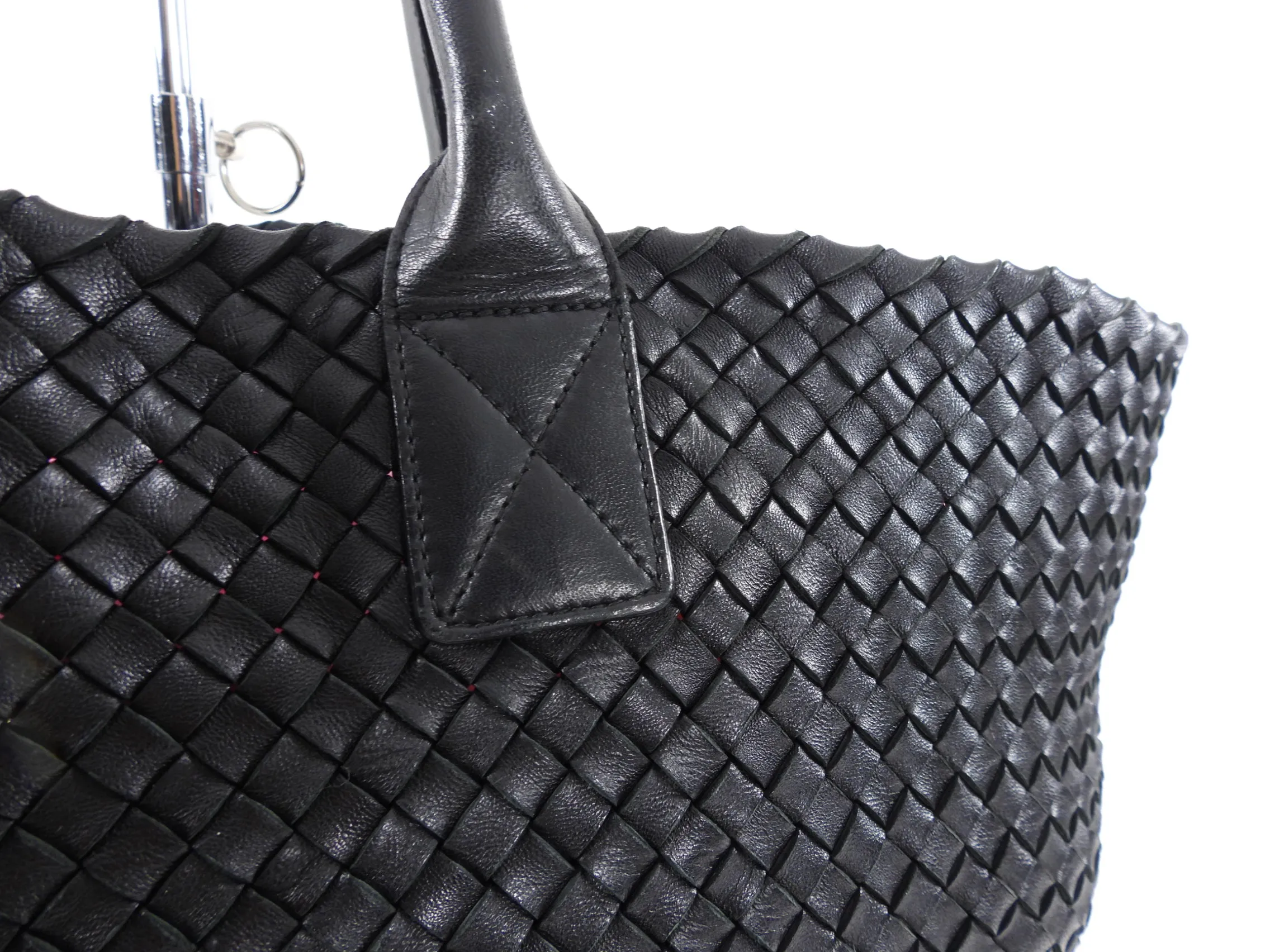 Bottega Veneta Black Intreccio Leather Cabat MM Tote Bag