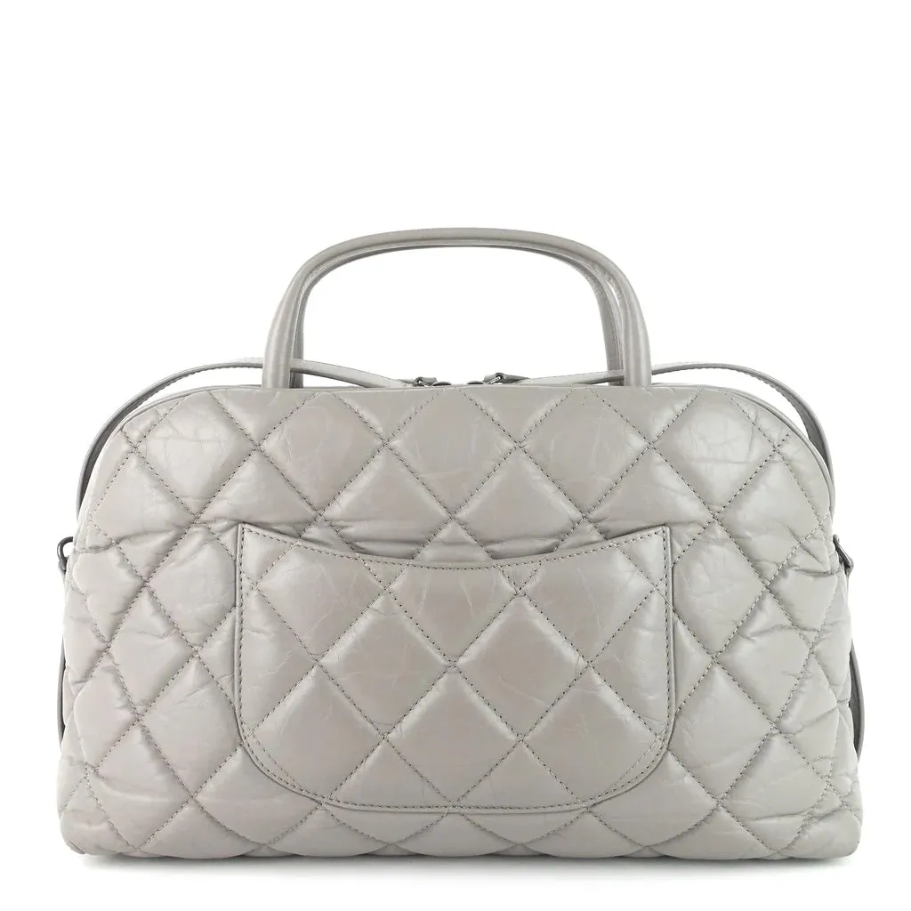 Chanel Grey Aged Calfskin Small Two-Way Bowling Bag