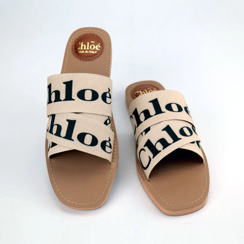 CHL Flat Sandals Criss Cross Woody Slipper Slides -1006