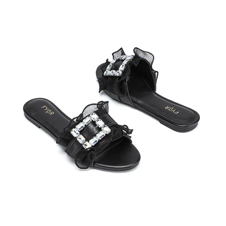 Crystal Brooch Round toe Sandal MY 316