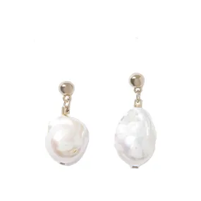 Darcey Drop Pearl Earrings, Gold