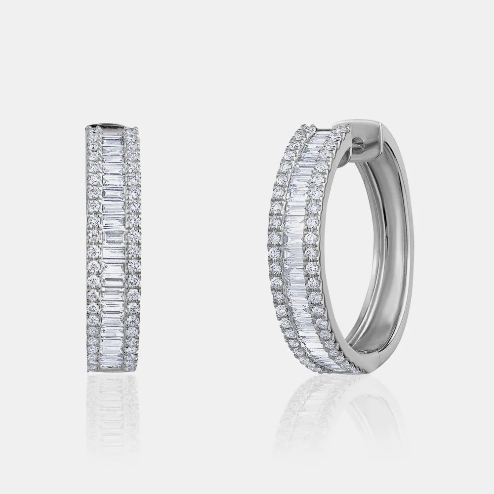 Diamond Baguette Statement Hoops