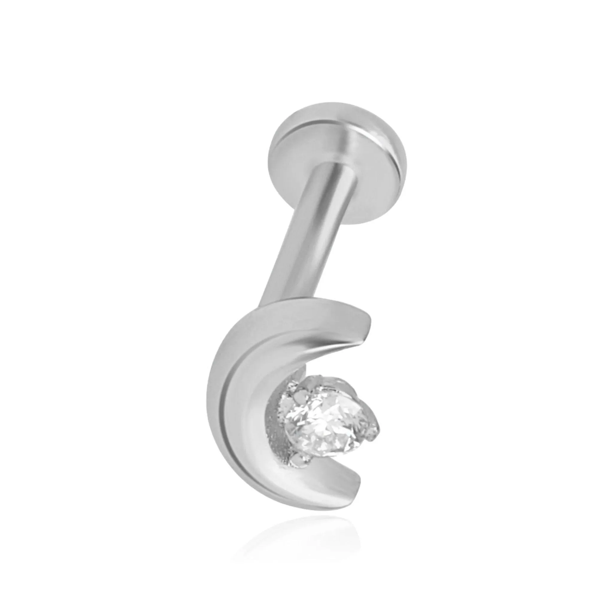 Diamond Crescent Moon Flat Back Earring