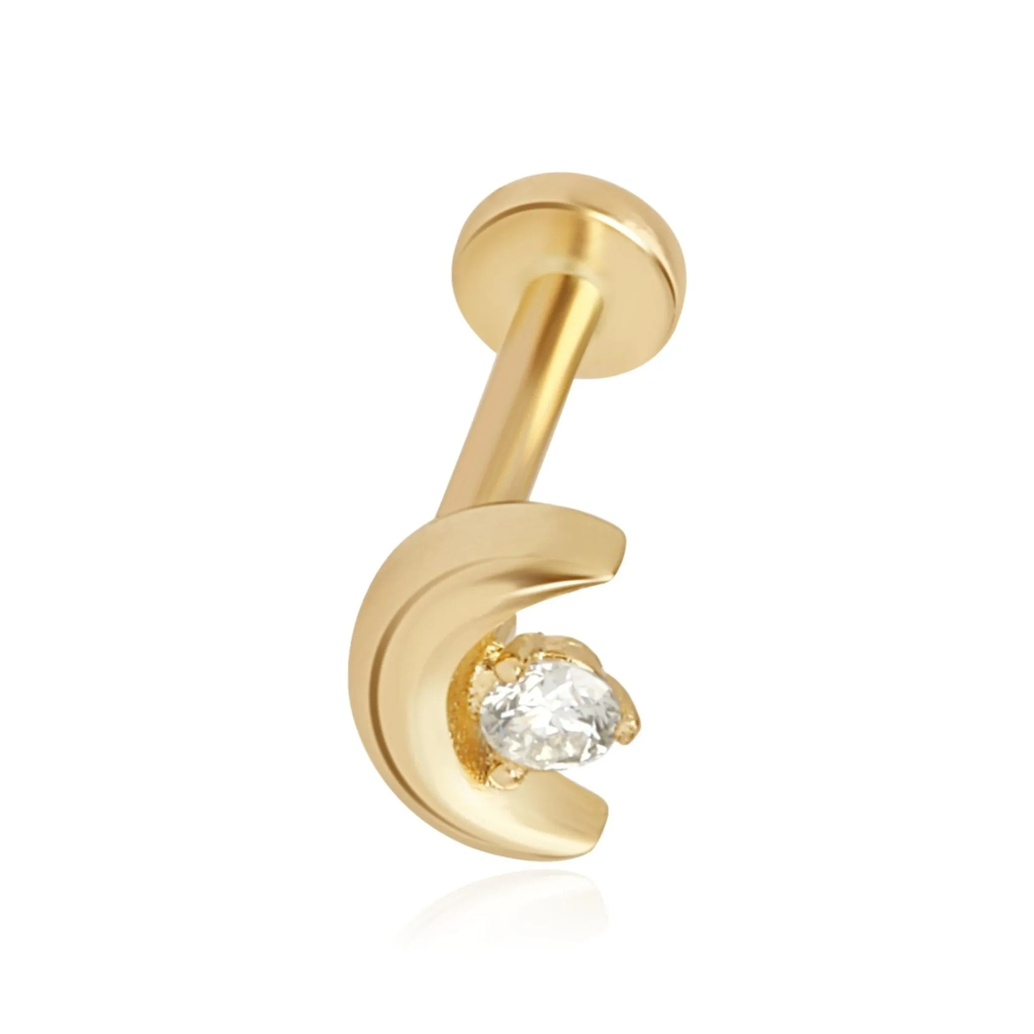 Diamond Crescent Moon Flat Back Earring