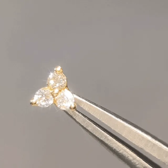 Diamond Flat Back Earring Trinity 14k Yellow