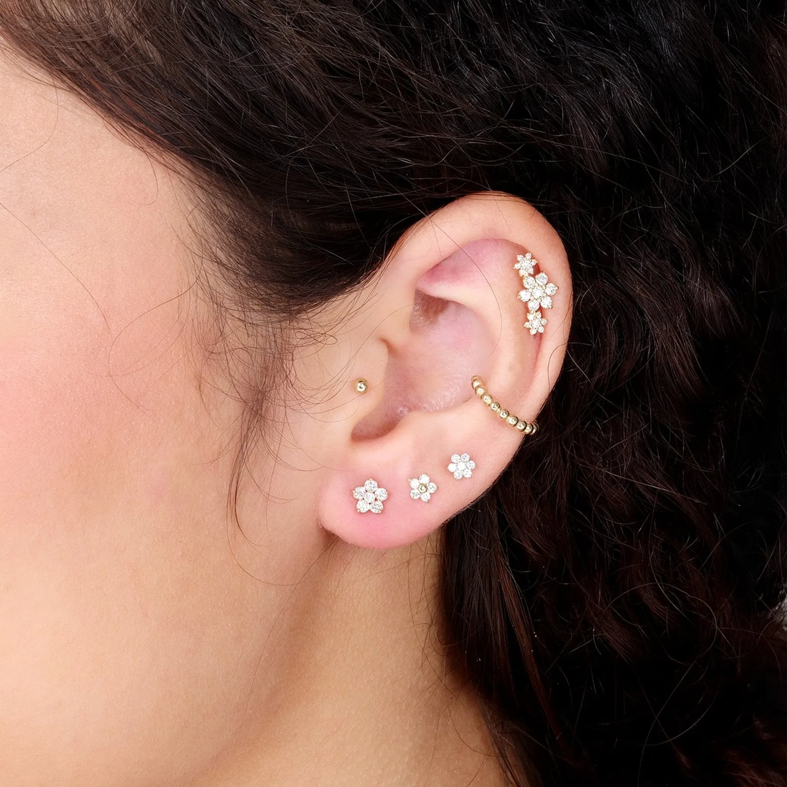 Diamond Flower Flat Back Stud