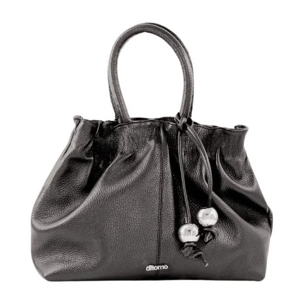 Ditomo Black Leather Tote Handbag