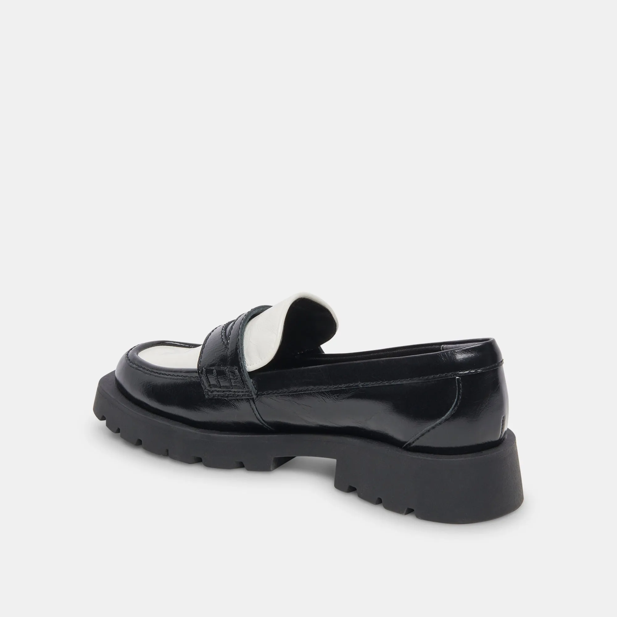 ELIAS FLATS BLACK WHITE CRINKLE PATENT