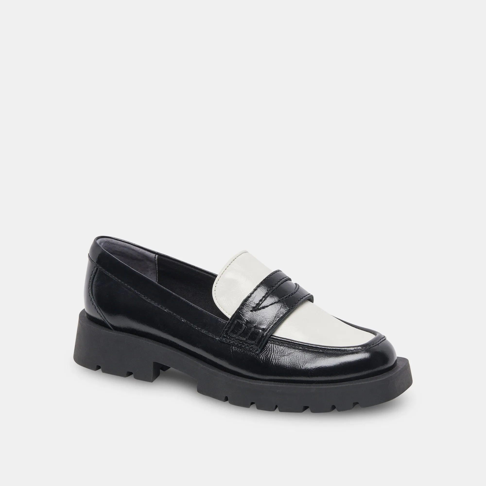 ELIAS FLATS BLACK WHITE CRINKLE PATENT