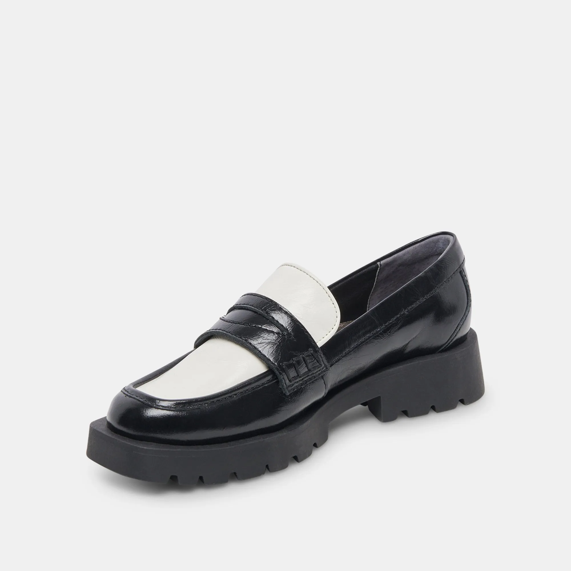 ELIAS FLATS BLACK WHITE CRINKLE PATENT