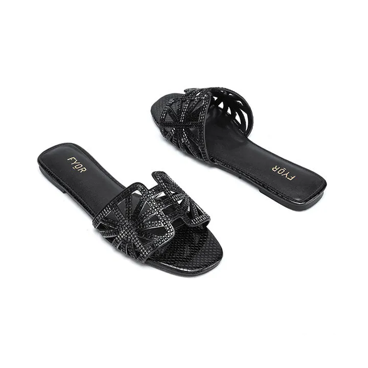 Embellished Metallic Slide Sandal MY 331