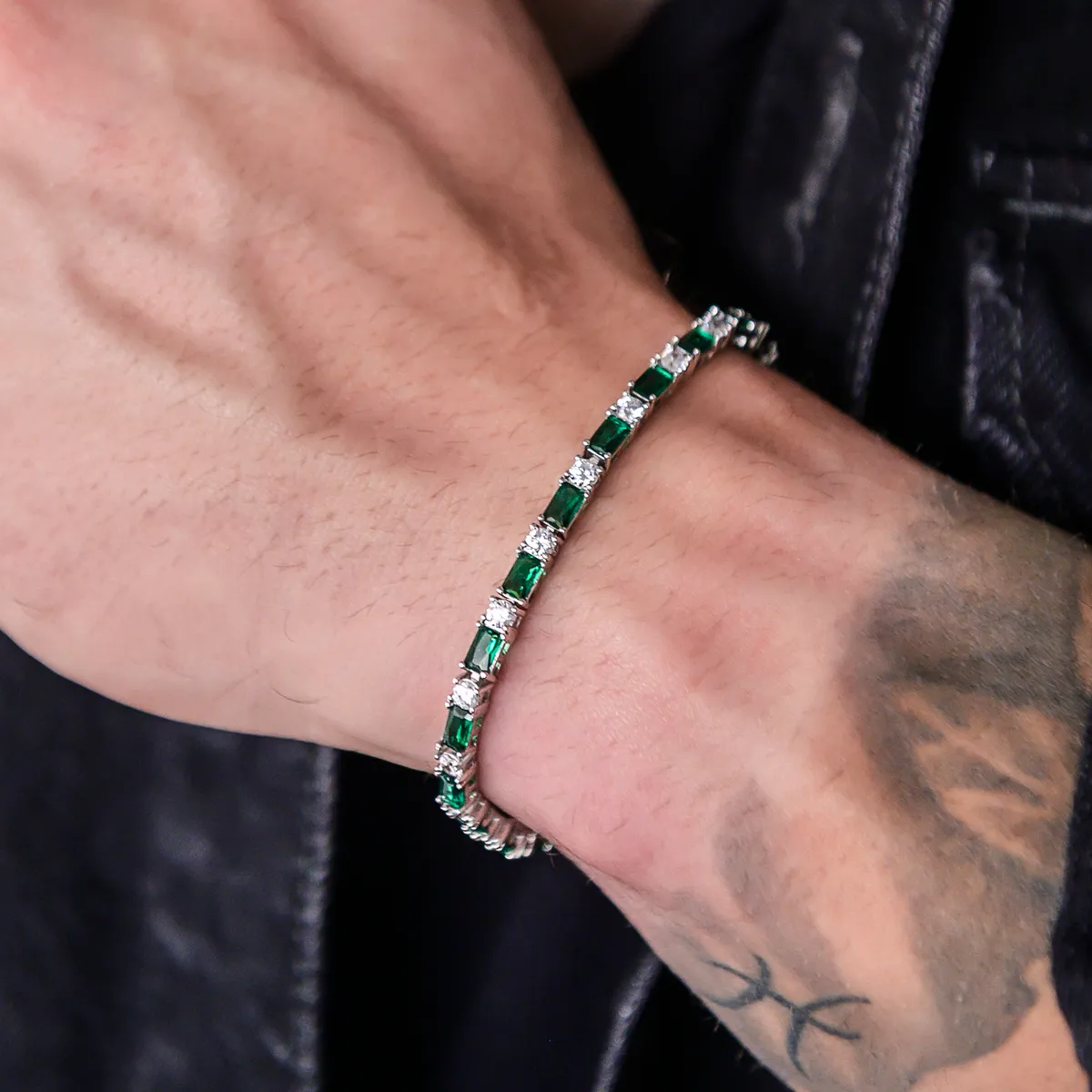 Emerald Baguette Tennis Chain   Bracelet Bundle