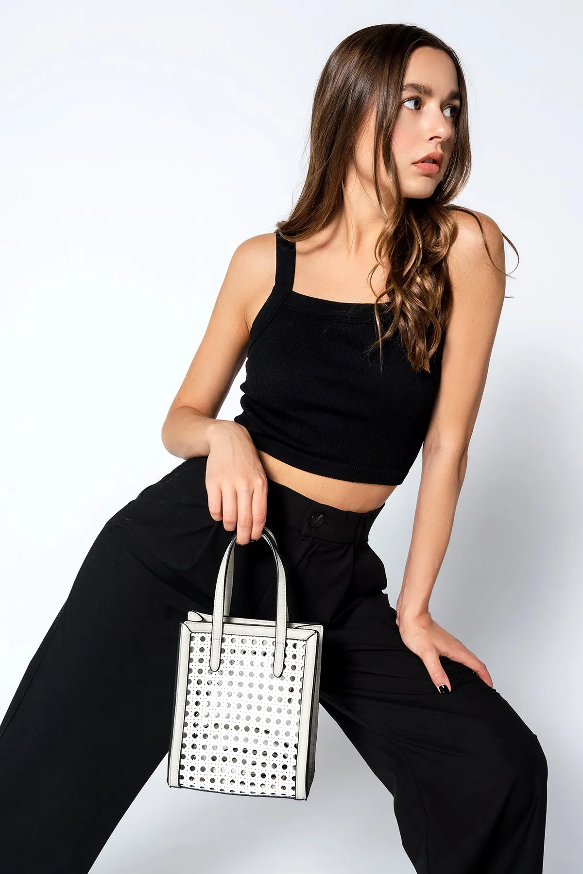 Emmie Vegan Rattan Satchel