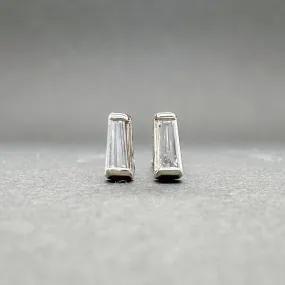 Estate 14K W Gold 0.13ctw G-H/VS1-2 Baguette Diamond Stud Earrings