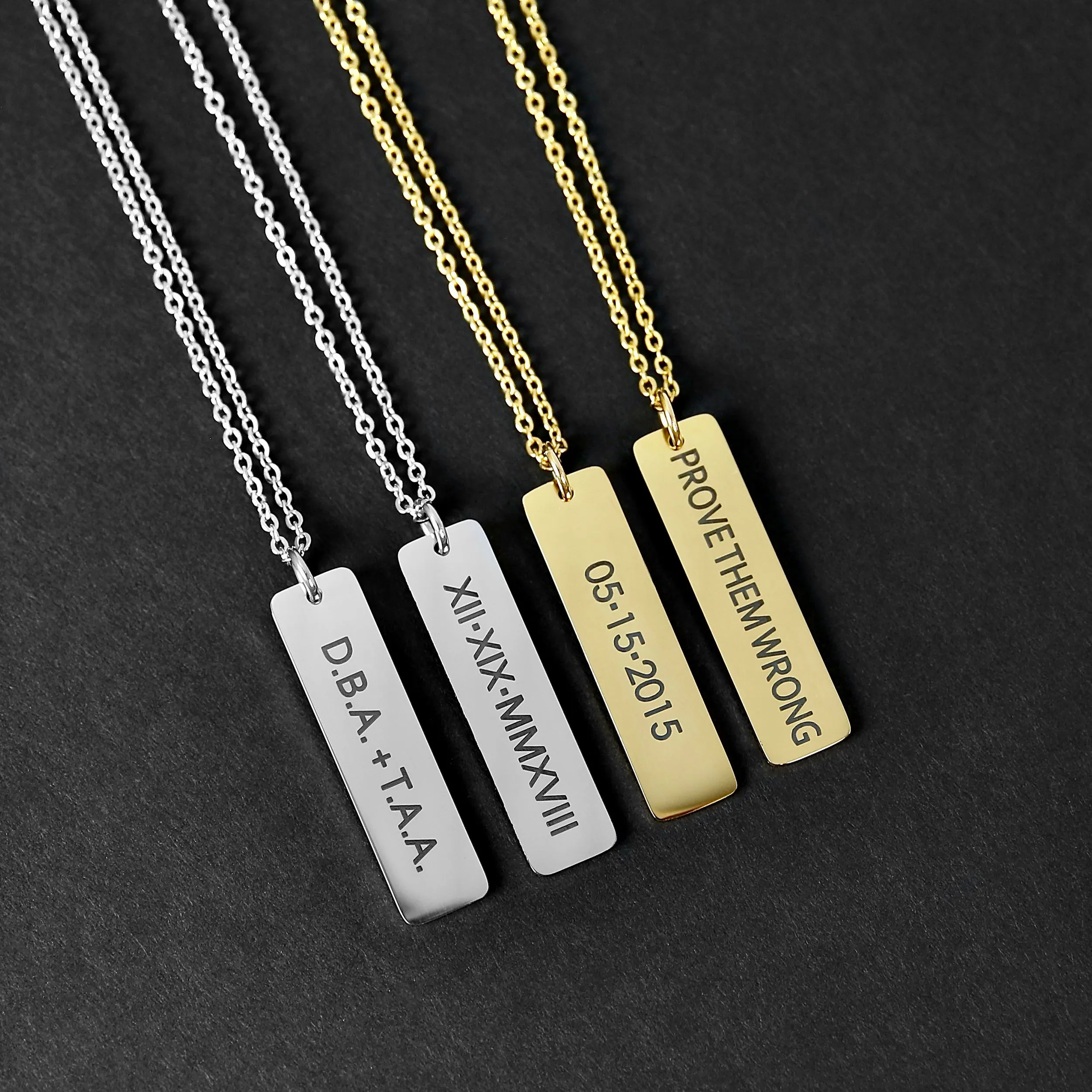 Flat Bar Necklace - Gold