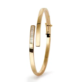 Golden Spiral Bangle with Inlaid Baguette Diamonds