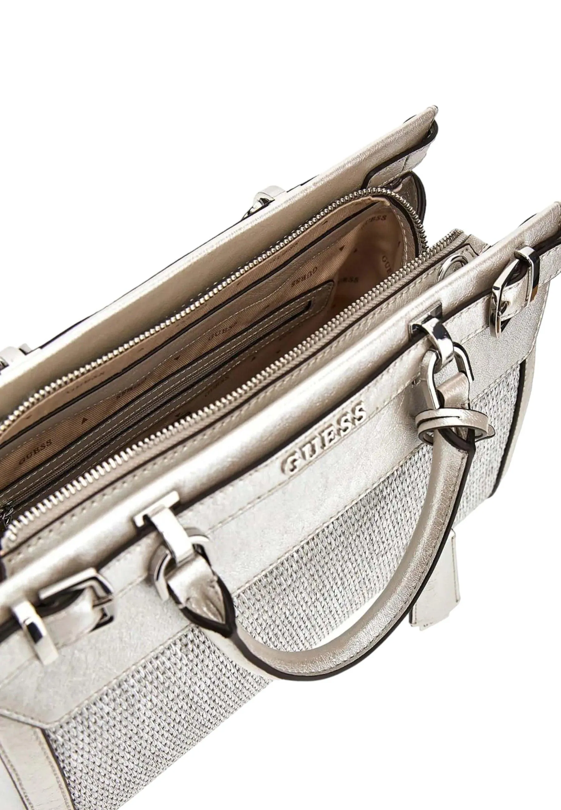 GUESS Sestri Luxury Satchel Borsa Donna Silver WY898506