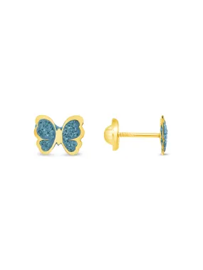 Kid Chloe Butterfly Stud Earrings 14K - AQUA