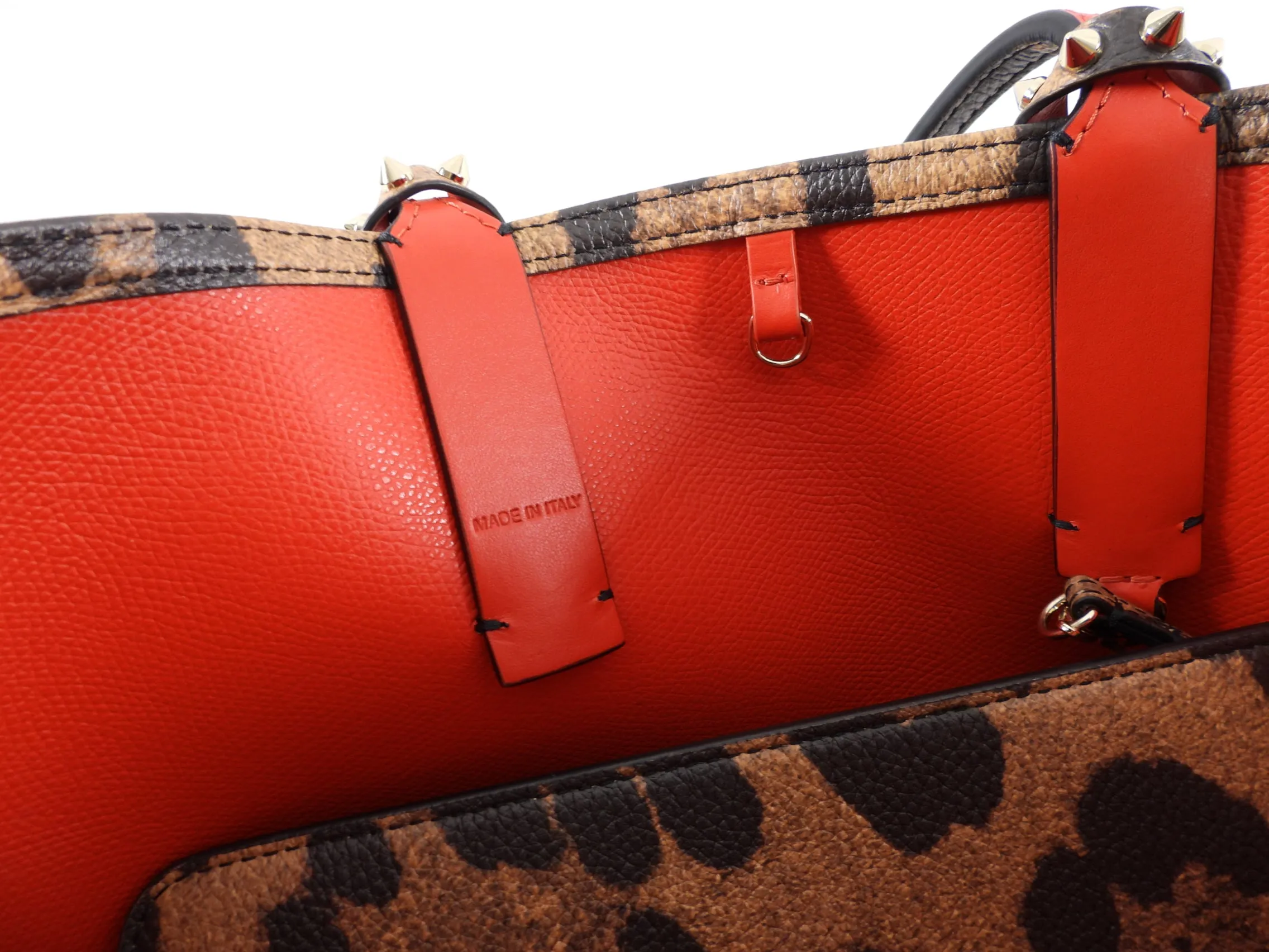 Louboutin Small Cabata Leopard and Red Lined Tote Bag